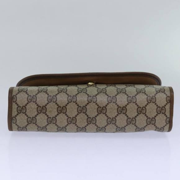 GUCCI GG Supreme Web Sherry Line Clutch Bag PVC Beige Gold 89 01 030 Auth 84639 - Picture 6 of 16